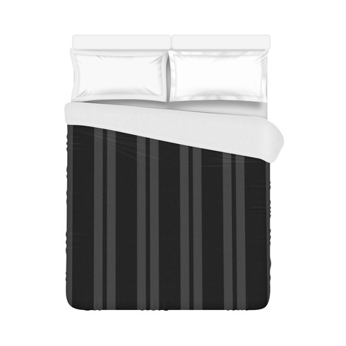 Gray/Black Vertical Stripes Duvet Cover 86"x70" ( All-over-print)