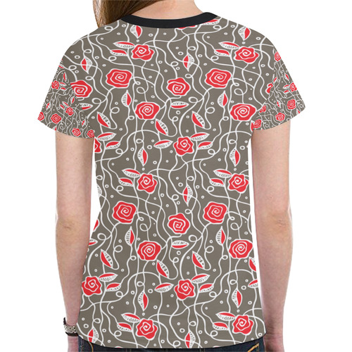 Rose Vines New All Over Print T-shirt for Women (Model T45)