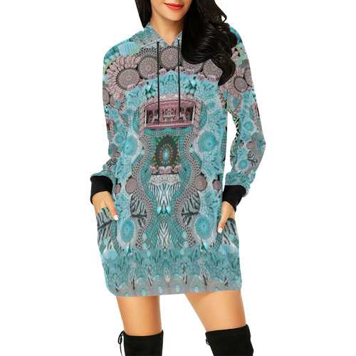 show must go on 4 All Over Print Hoodie Mini Dress (Model H27)