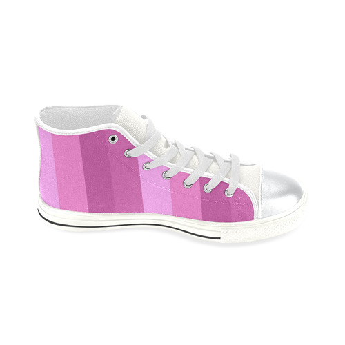 Shades Of Pink Stripes High Top Canvas Women's Shoes/Large Size (Model 017)