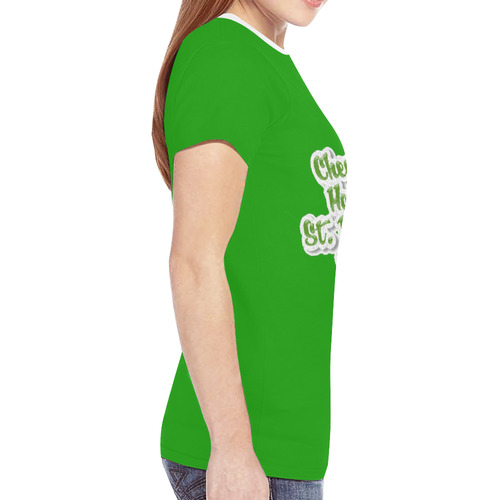 Cheers Happy St. Patrick's Day New All Over Print T-shirt for Women (Model T45)
