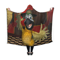 Funny parrot with summer hat Hooded Blanket 60''x50''