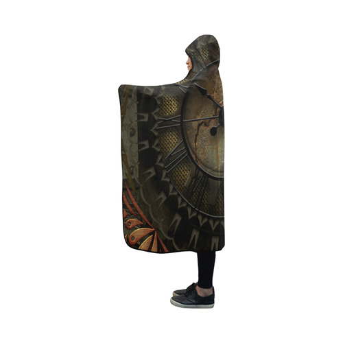 Steampunk, clockswork Hooded Blanket 50''x40''