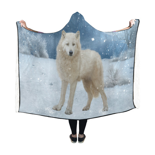 Awesome arctic wolf Hooded Blanket 60''x50''