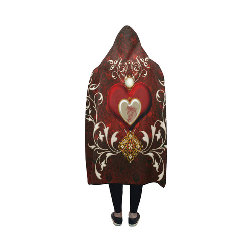 Valentine's day, wonderful hearts Hooded Blanket 50''x40''