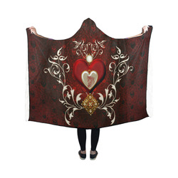Valentine's day, wonderful hearts Hooded Blanket 50''x40''