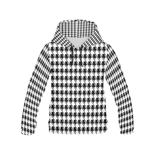 Black White Houndstooth All Over Print Hoodie for Women (USA Size) (Model H13)