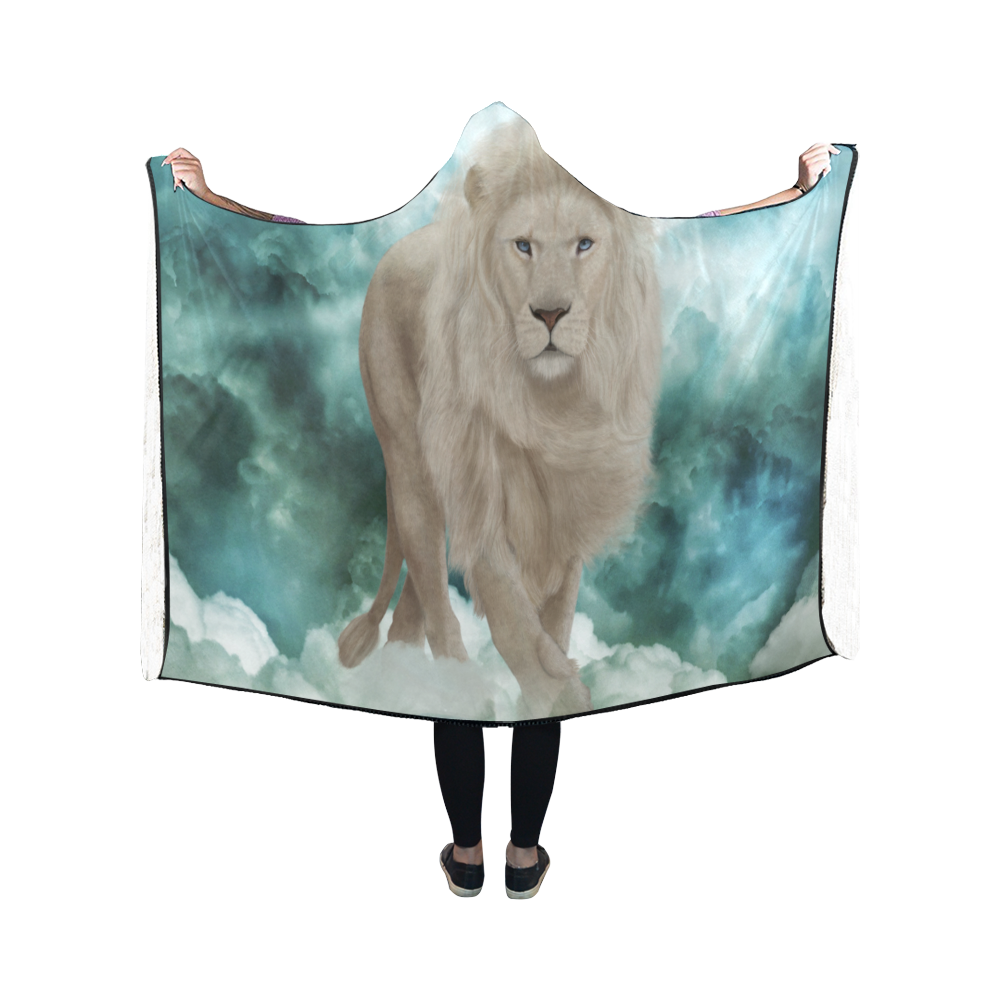 The white lion in the universe Hooded Blanket 50''x40''