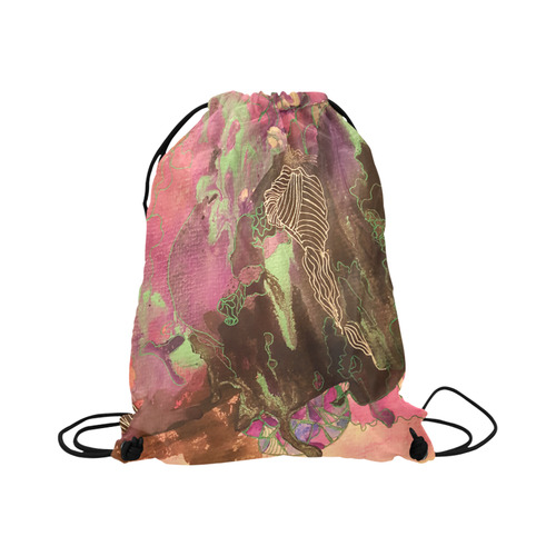 Pink Abstract Large Drawstring Bag Model 1604 (Twin Sides)  16.5"(W) * 19.3"(H)