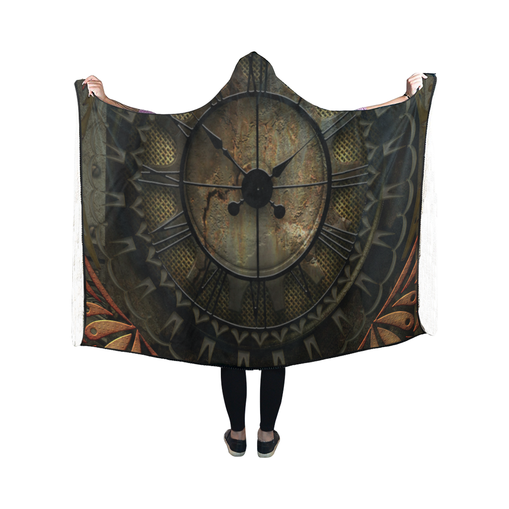 Steampunk, clockswork Hooded Blanket 50''x40''