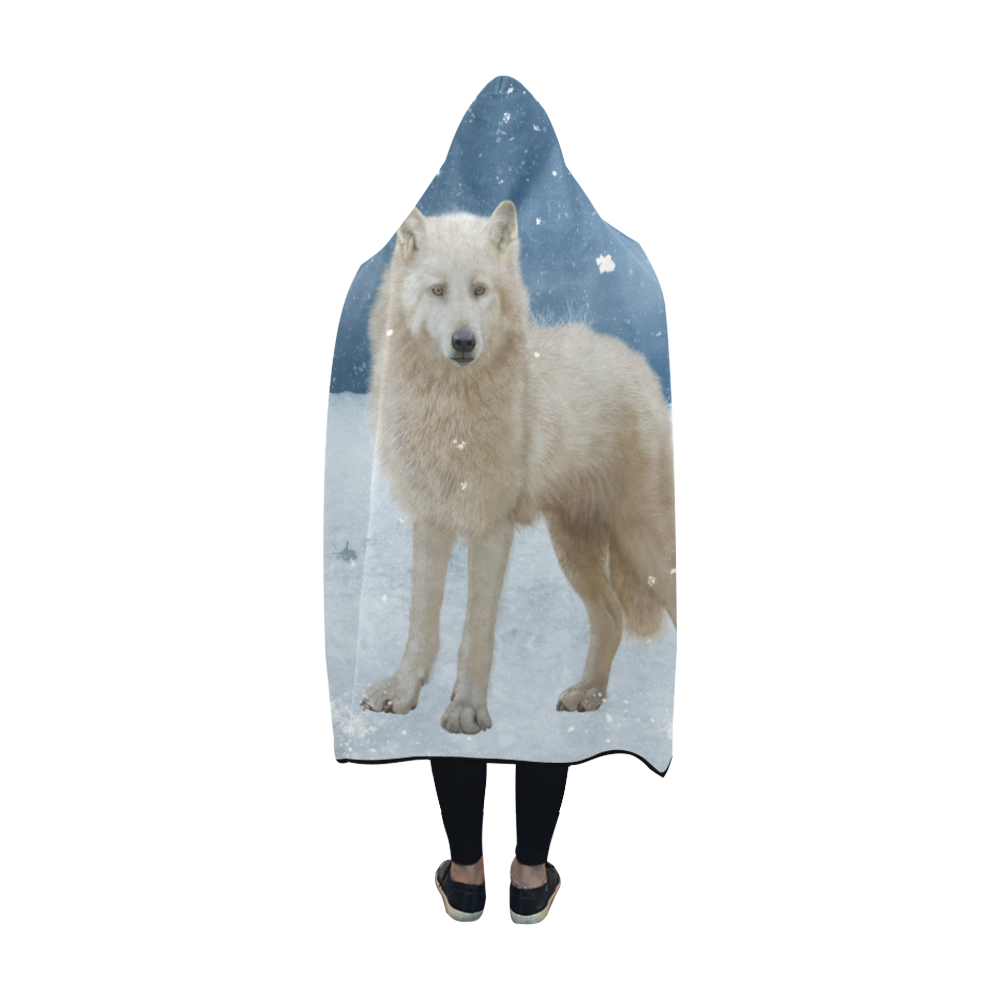 Awesome arctic wolf Hooded Blanket 60''x50''