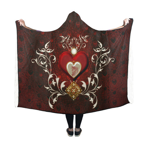 Valentine's day, wonderful hearts Hooded Blanket 60''x50''