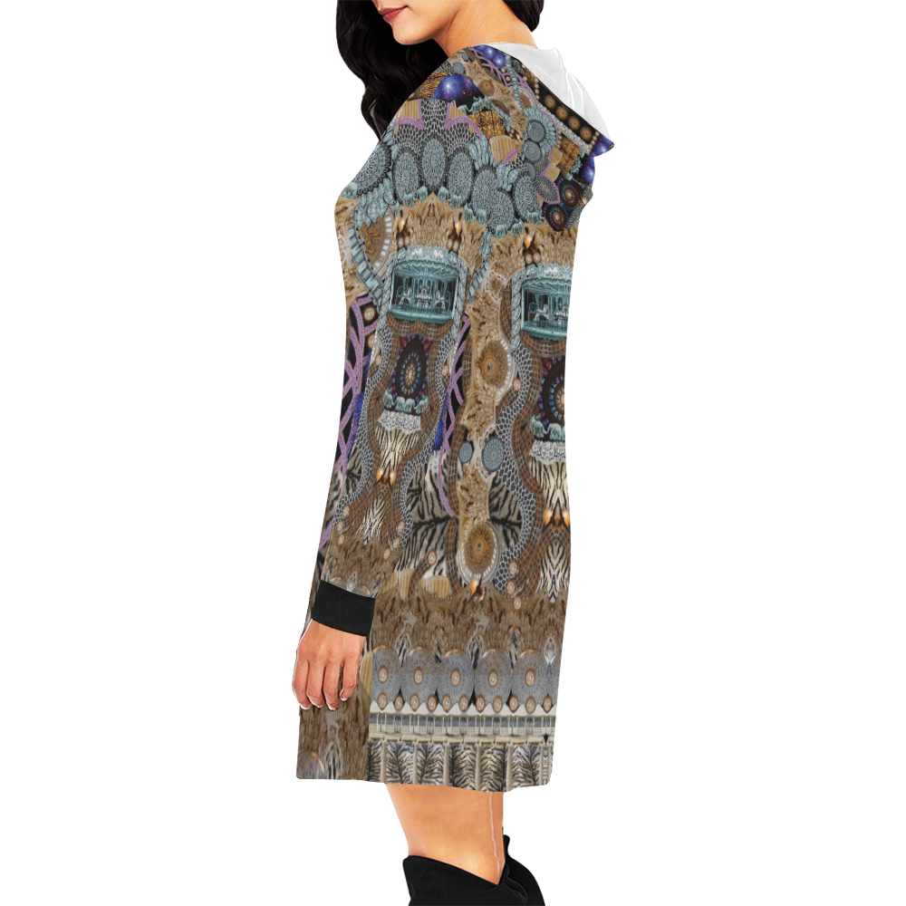 show must go on All Over Print Hoodie Mini Dress (Model H27)