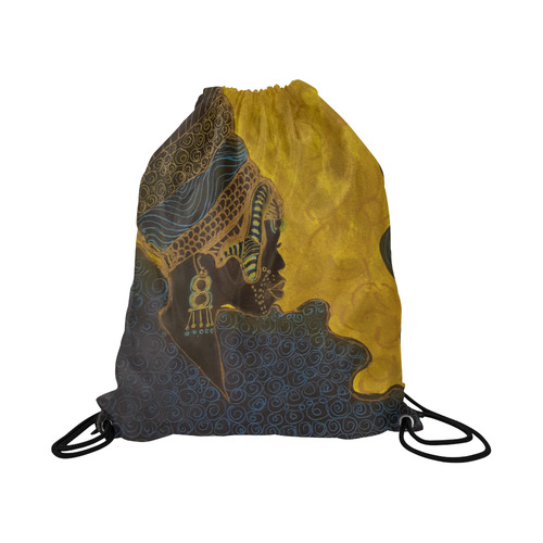 African Sillouette Woman 2 Large Drawstring Bag Model 1604 (Twin Sides)  16.5"(W) * 19.3"(H)