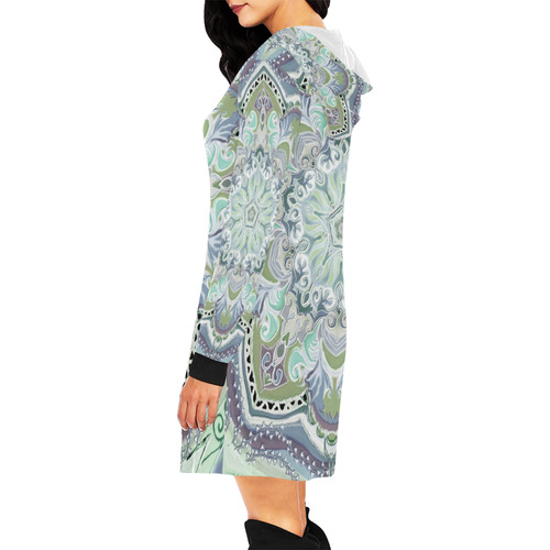 mandala lys 9 All Over Print Hoodie Mini Dress (Model H27)