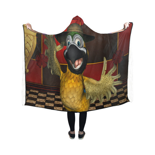Funny parrot with summer hat Hooded Blanket 50''x40''