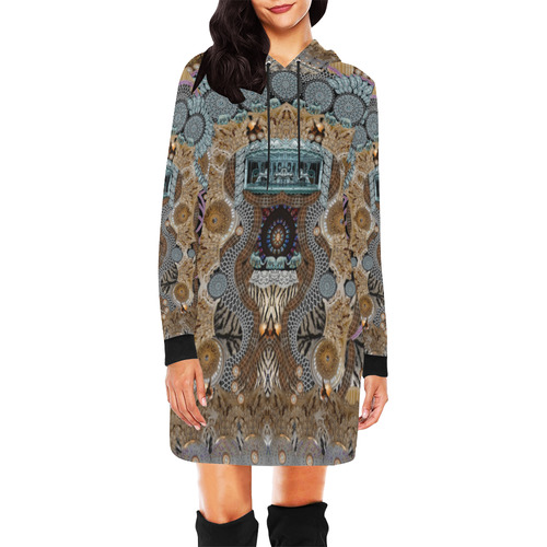 show must go on All Over Print Hoodie Mini Dress (Model H27)