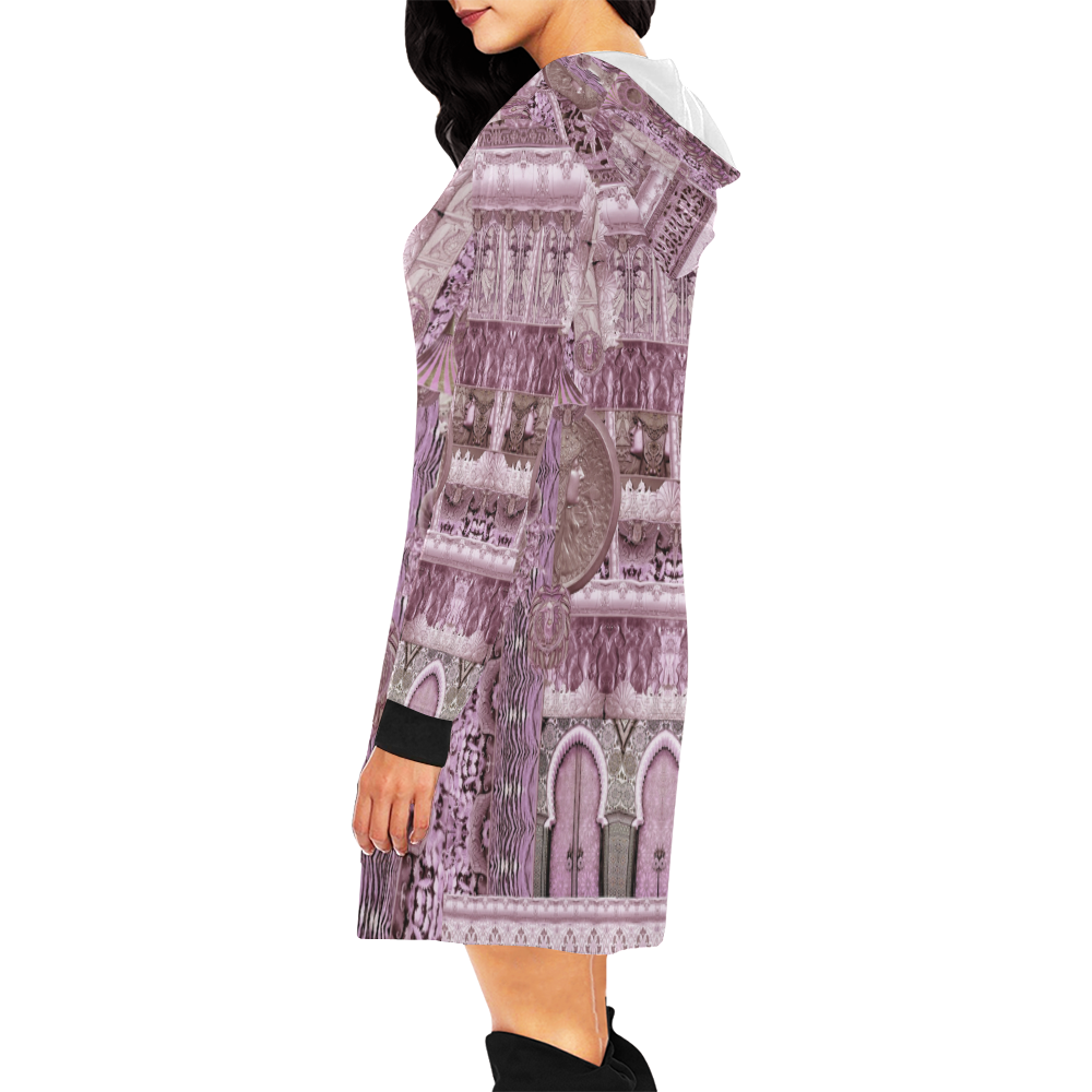 art nouveau 10 All Over Print Hoodie Mini Dress (Model H27)
