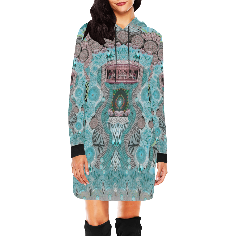 show must go on 4 All Over Print Hoodie Mini Dress (Model H27)