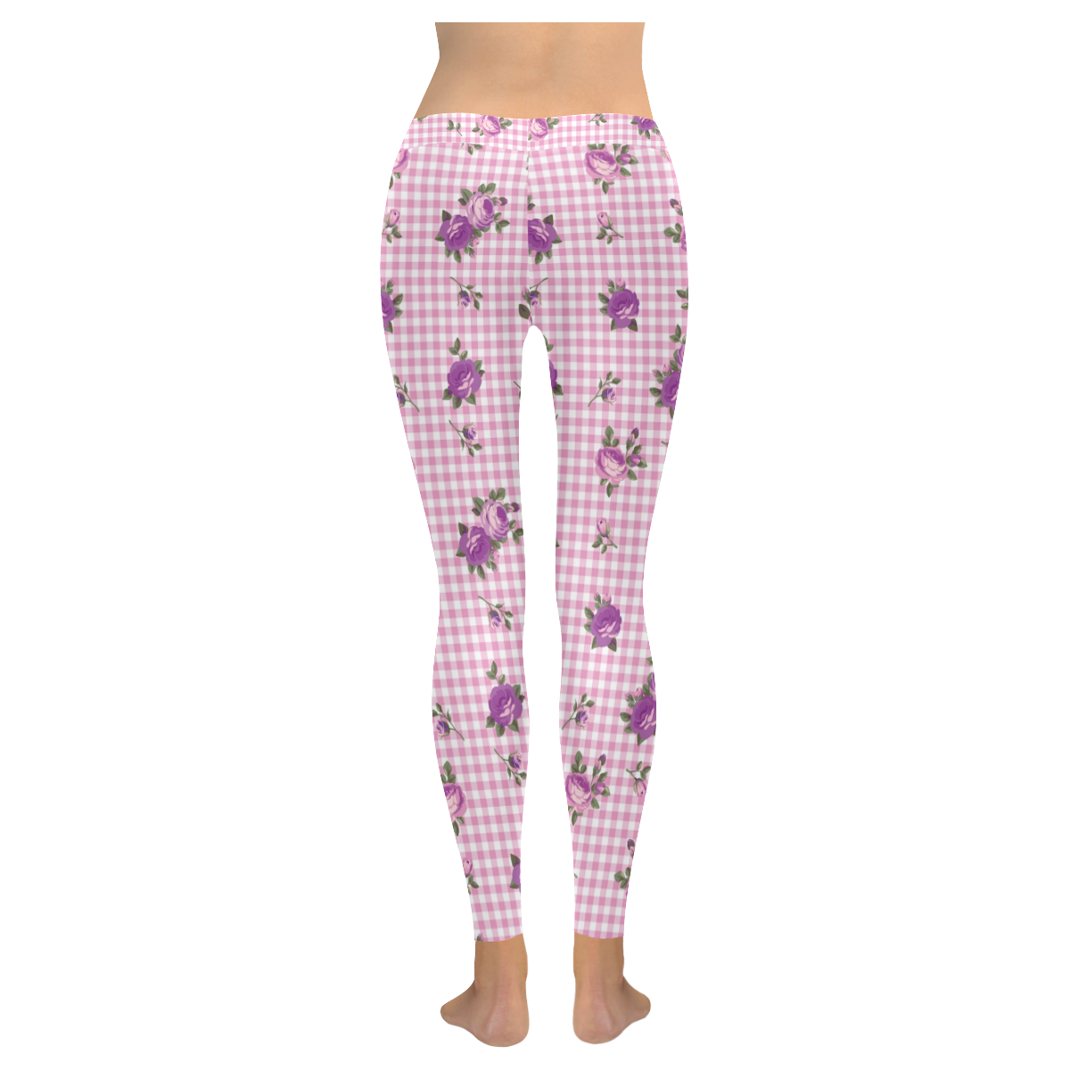 Purple Rose Women's Low Rise Leggings (Invisible Stitch) (Model L05)