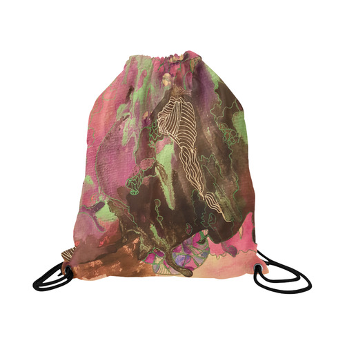 Pink Abstract Large Drawstring Bag Model 1604 (Twin Sides)  16.5"(W) * 19.3"(H)