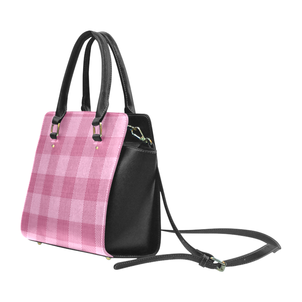 Rose Pink Plaid Classic Shoulder Handbag (Model 1653)