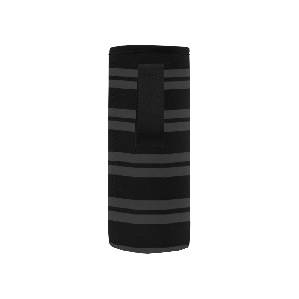 Gray/Black Sttripes Neoprene Water Bottle Pouch/Small