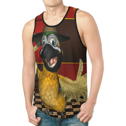 Funny parrot with summer hat New All Over Print Tank Top for Men (Model T46)