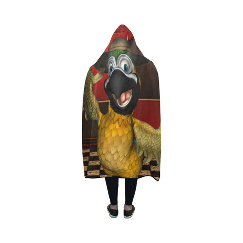 Funny parrot with summer hat Hooded Blanket 50''x40''