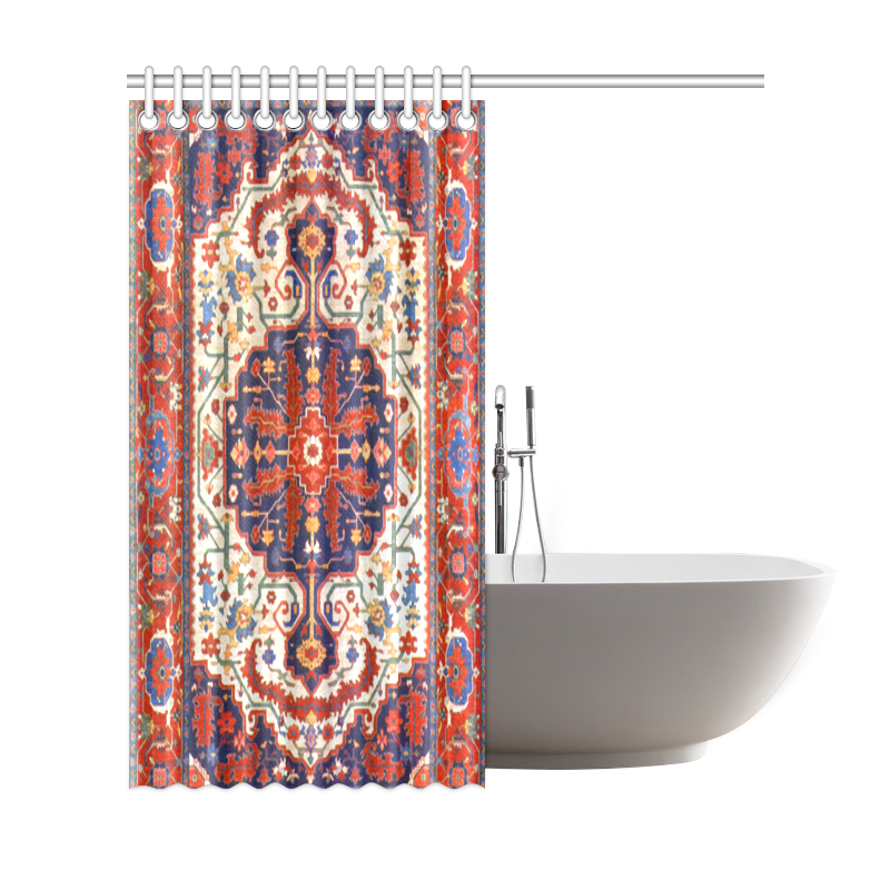 Red Blue Antique Persian Carpet Shower Curtain 69"x72"