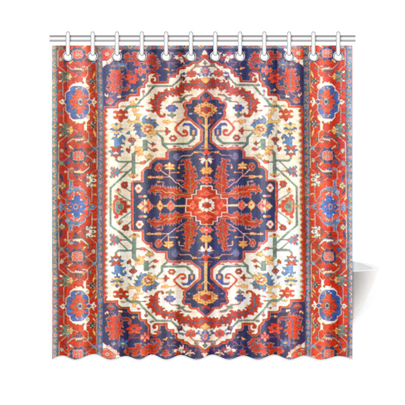 Red Blue Antique Persian Carpet Shower Curtain 69"x72"