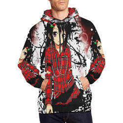 Cute Anime Goth Girl with Stars All Over Print Hoodie for Men/Large Size (USA Size) (Model H13)