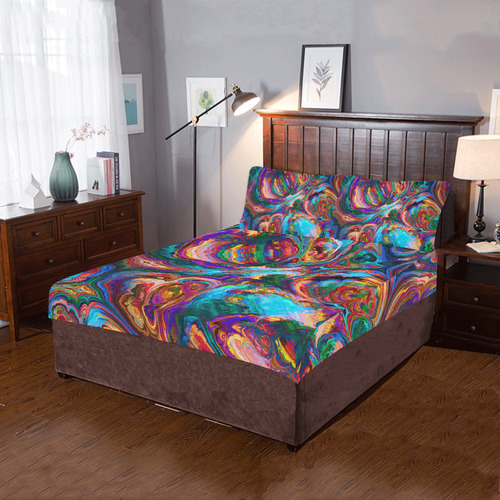 colorful paint strokes duvet cover 3-Piece Bedding Set