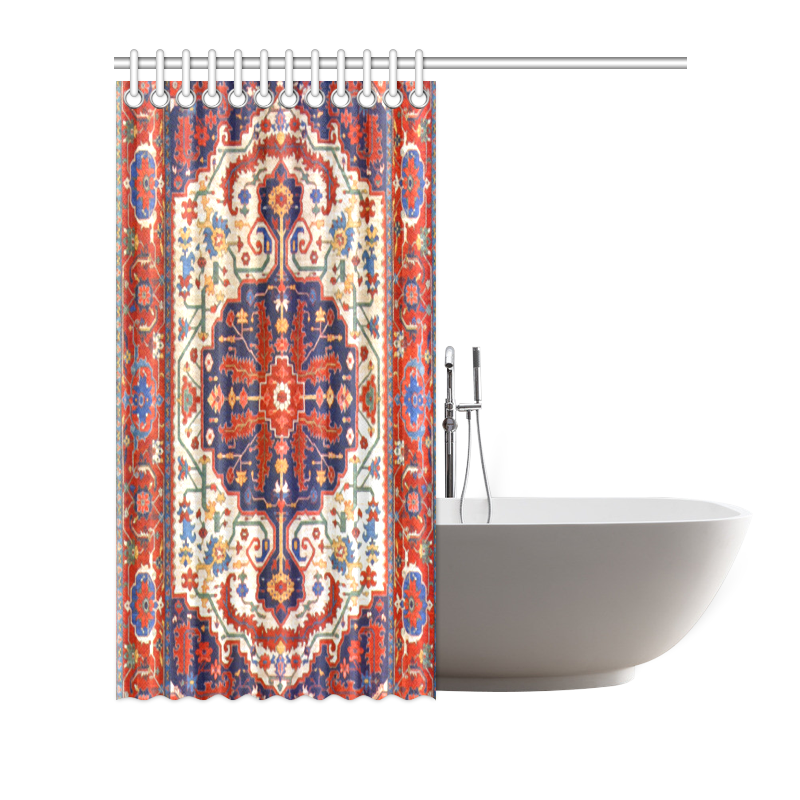 Red Blue Antique Persian Carpet Shower Curtain 72"x72"