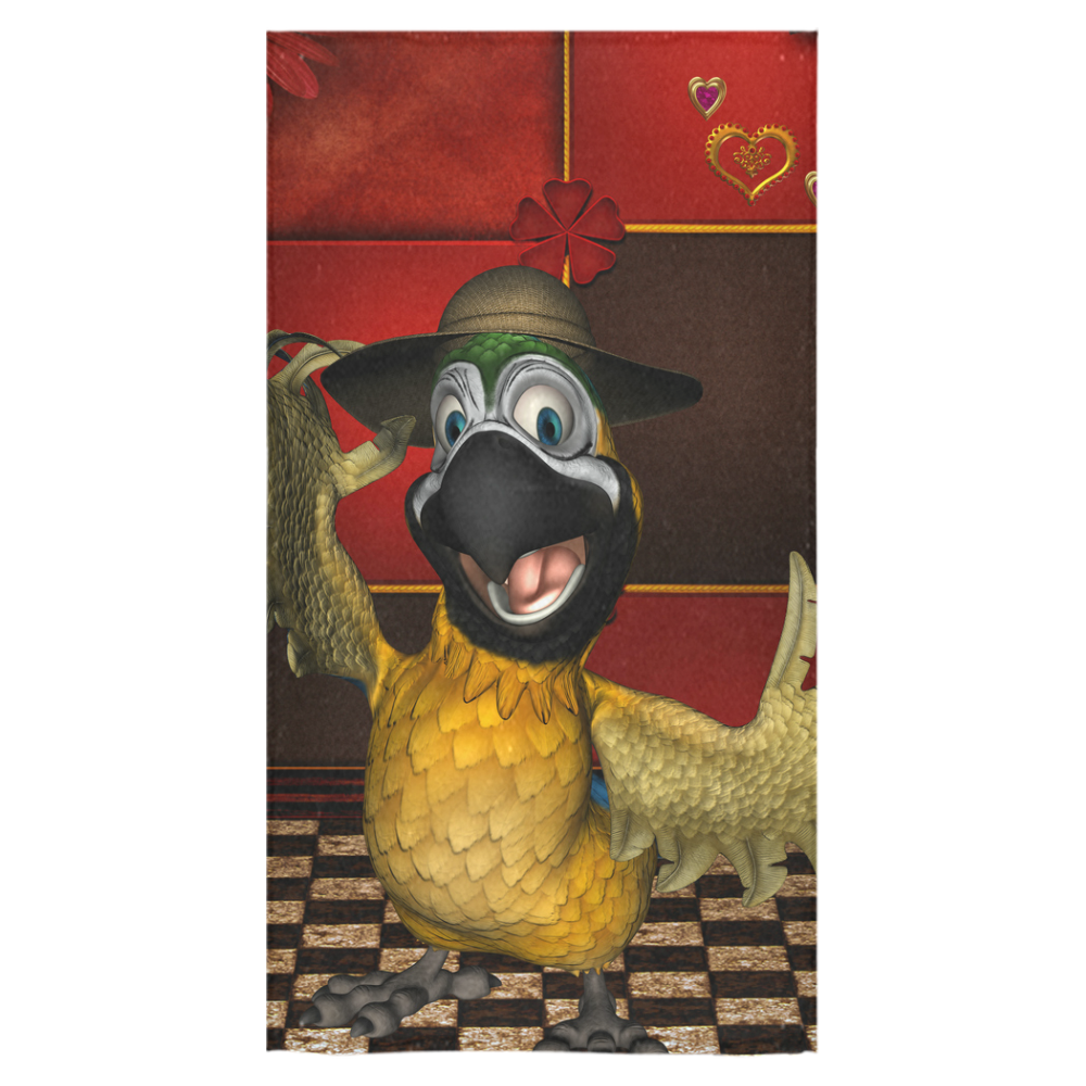 Funny parrot with summer hat Bath Towel 30"x56"