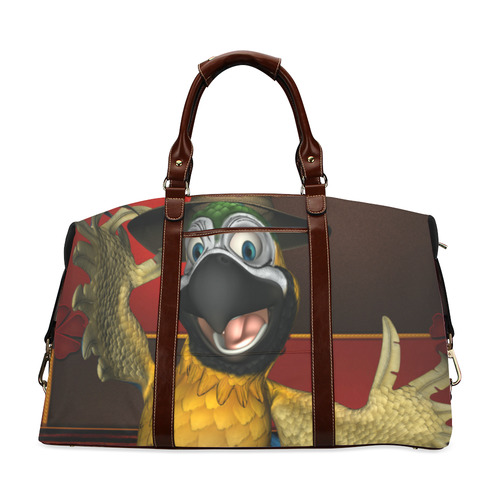 Funny parrot with summer hat Classic Travel Bag (Model 1643) Remake
