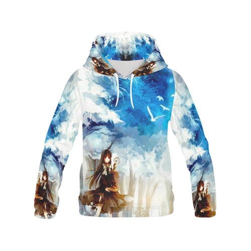 Moonlight Girl Anime All Over Print Hoodie for Men/Large Size (USA Size) (Model H13)