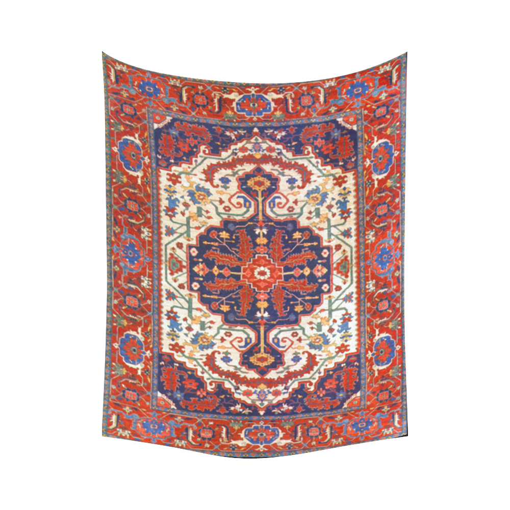 Red Blue Antique Vintage Persian Carpet Cotton Linen Wall Tapestry 80"x 60"