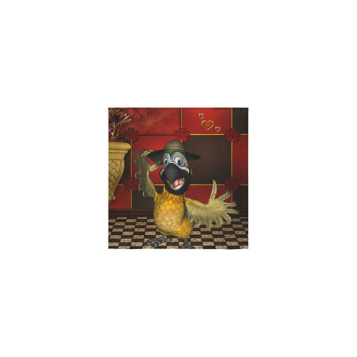 Funny parrot with summer hat Square Towel 13“x13”
