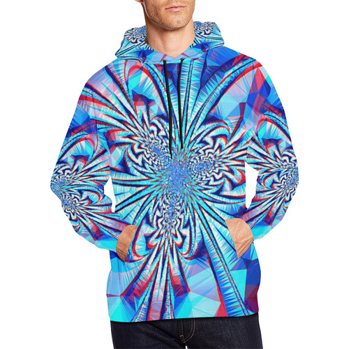 Psychedelic Abstract All Over Print Hoodie for Men (USA Size) (Model H13)