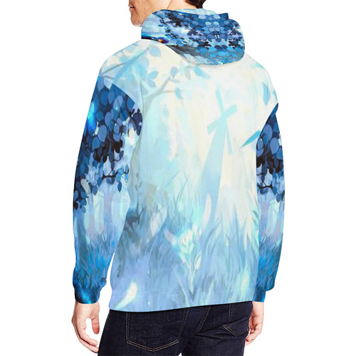 Anime Twilight Woods Watercolor All Over Print Hoodie for Men/Large Size (USA Size) (Model H13)