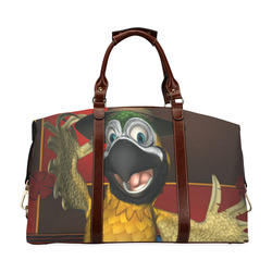 Funny parrot with summer hat Classic Travel Bag (Model 1643) Remake