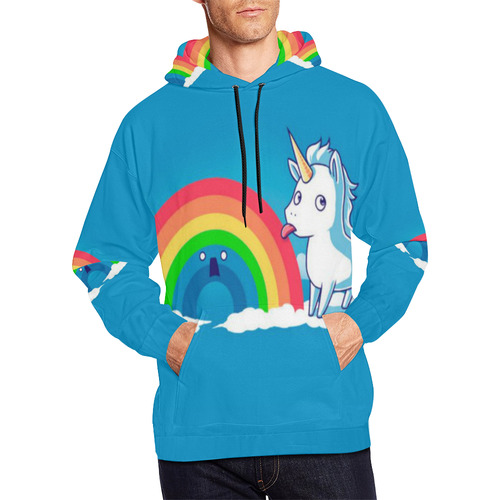 Unicorn Rainbow All Over Print Hoodie for Men/Large Size (USA Size) (Model H13)