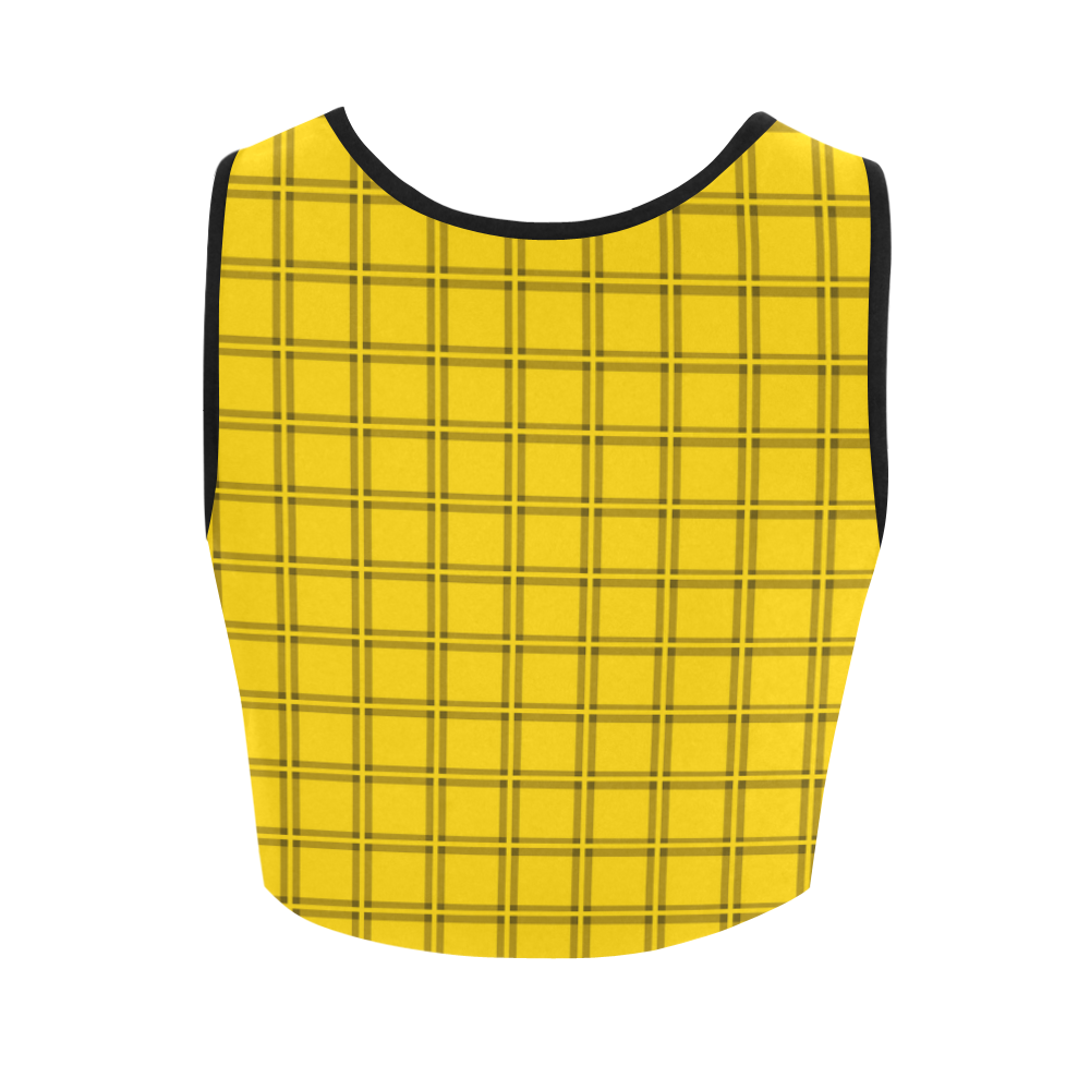 Plaid yellow black VAS2 Women's Crop Top (Model T42)