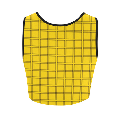 Plaid yellow black VAS2 Women's Crop Top (Model T42)