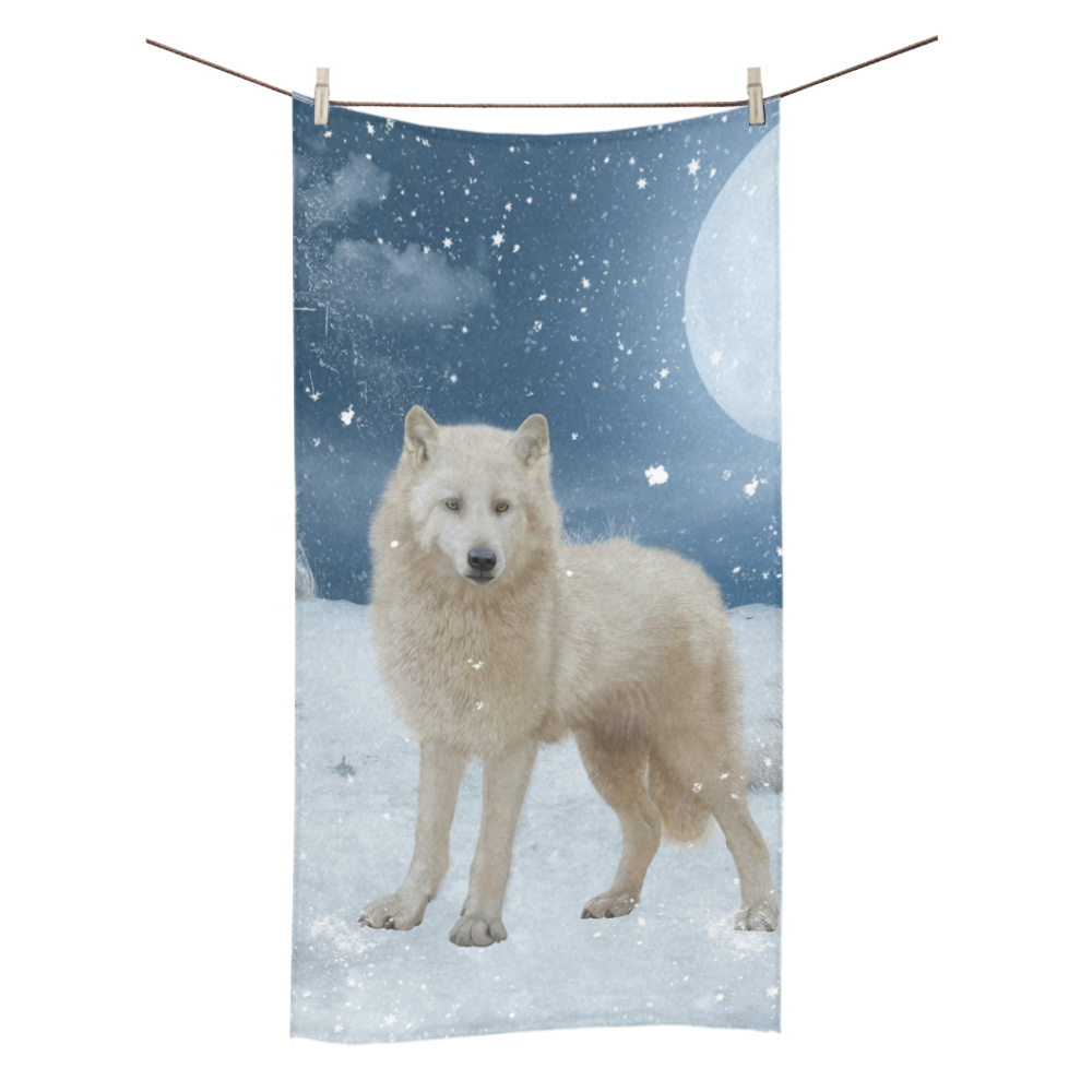 Awesome arctic wolf Bath Towel 30"x56"