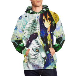 Tiger Girl Witch Anime All Over Print Hoodie for Men/Large Size (USA Size) (Model H13)