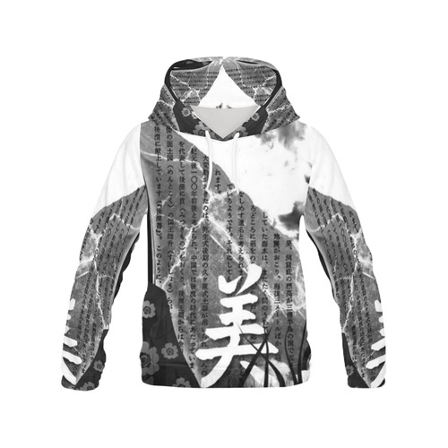 Japanese Ghost Symbols All Over Print Hoodie for Men/Large Size (USA Size) (Model H13)