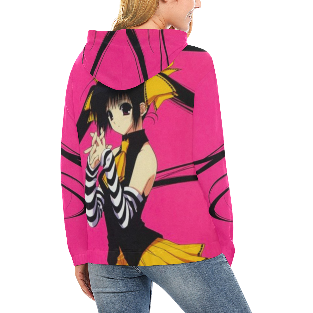 Cute Gothic Schoolgirl Anime Girl All Over Print Hoodie for Women (USA Size) (Model H13)