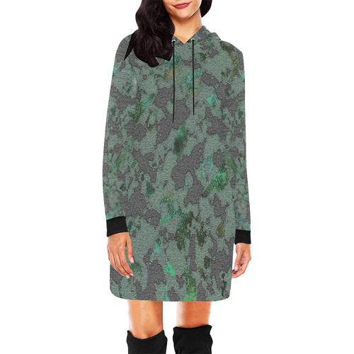 CAMOUFLAGE WOODLAND All Over Print Hoodie Mini Dress (Model H27)